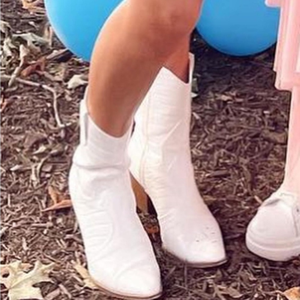 White mini cowgirl boots!!
